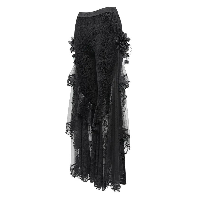Gothic-Hose für Damen mit Blumenmuster und Netzstoff