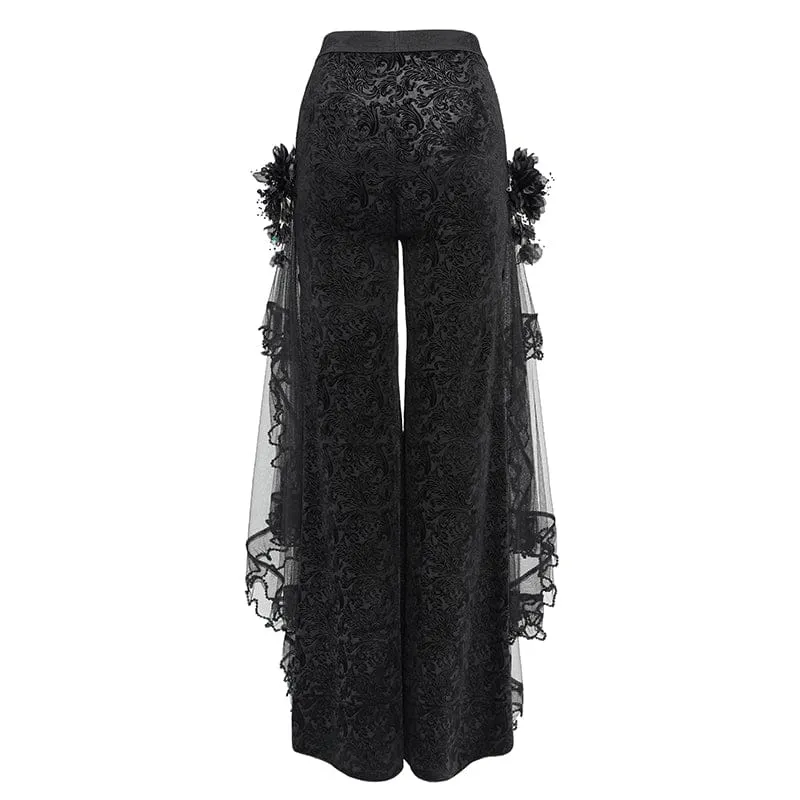 Gothic-Hose für Damen mit Blumenmuster und Netzstoff