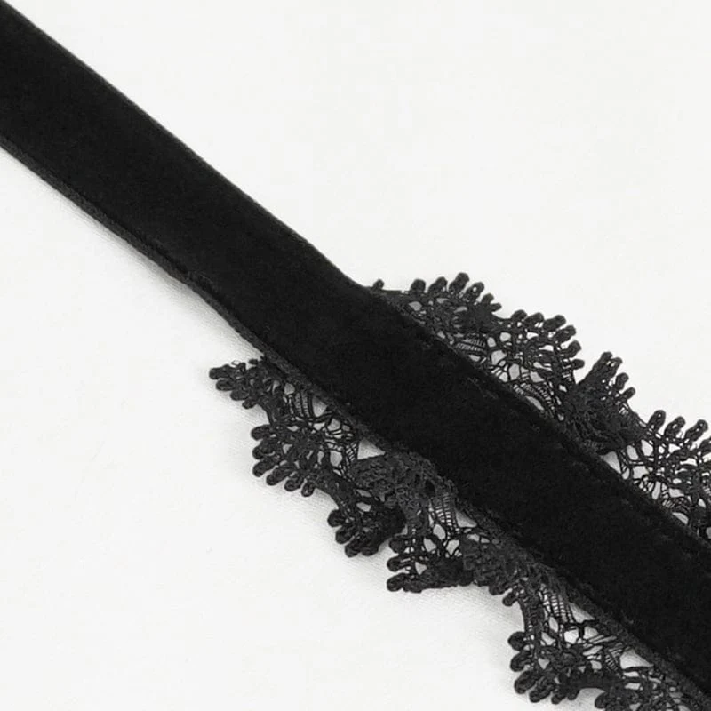 Gothic-Halskette mit Perlen und Spitzensaum für Damen