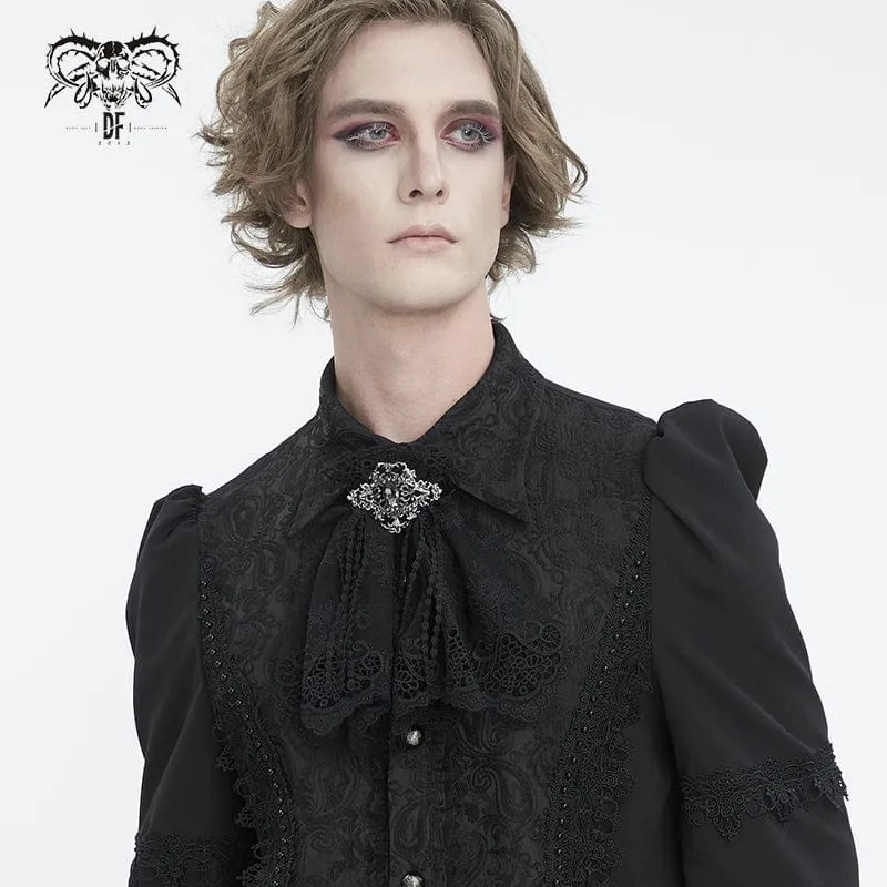 Herren-Kragen mit Gothic-Blumenstickerei und Rüschenspitze