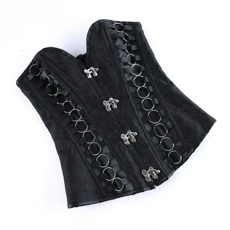 Gothic-Schnürkorsett für Damen mit Ringen und Schnallen