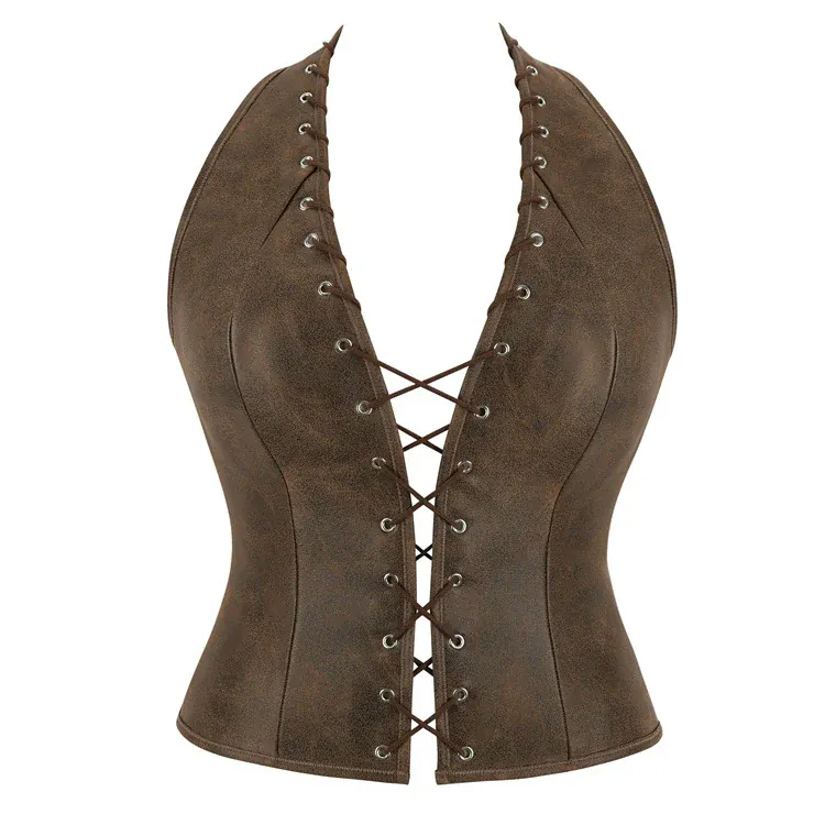 Gothic-Korsett für Damen mit Cut-out-Halterneck und Überbrustumfang