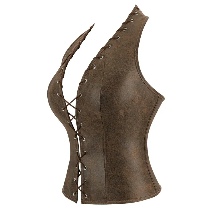Gothic-Korsett für Damen mit Cut-out-Halterneck und Überbrustumfang