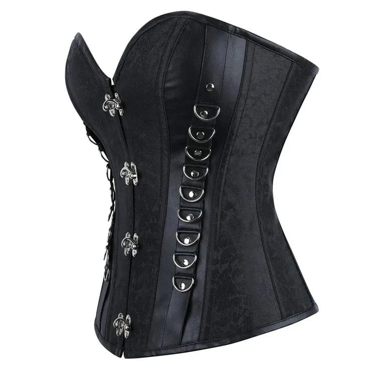 Gothic-Korsett für Damen mit D-Ringen, Schnallen und Schnürung über der Brust