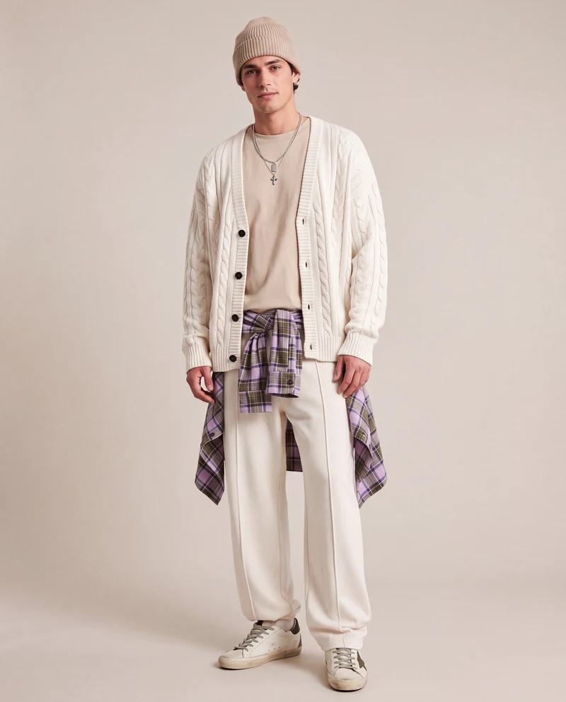 Cardigan con motivo a trecce