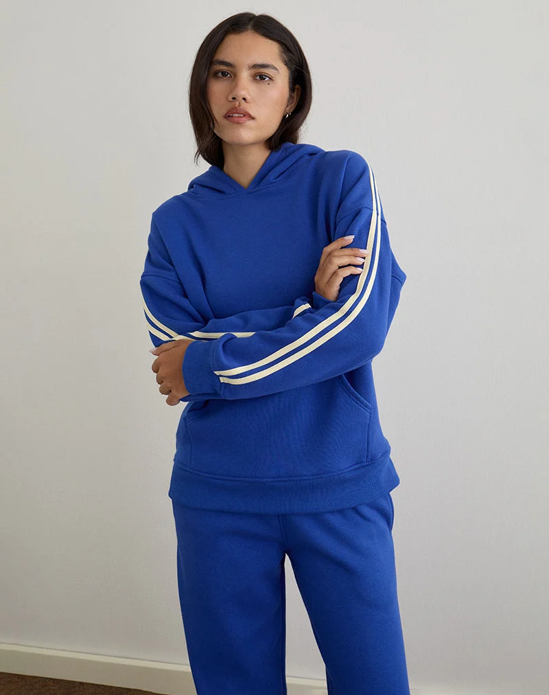 Lingwu Hoodie in Kobaltblau mit Buttermilch-Bindung