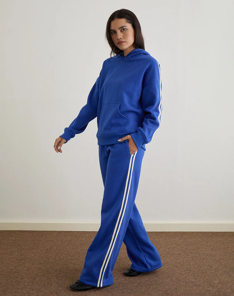 Oze Track Pant in Kobaltblau mit Buttermilch-Bindung