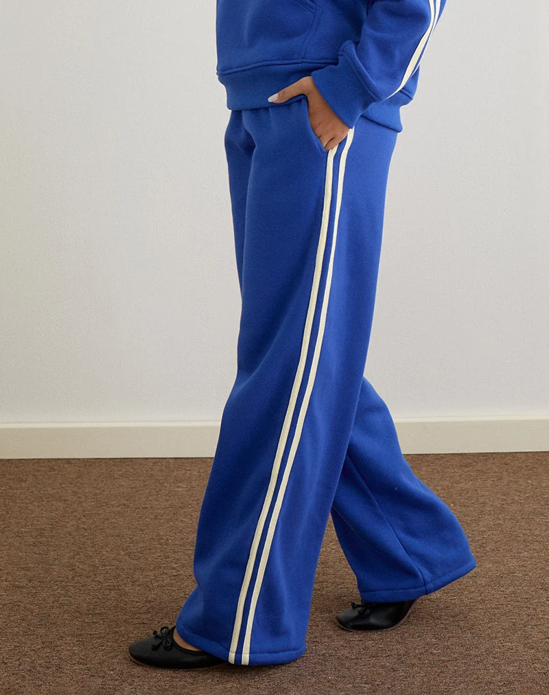 Oze Track Pant in Kobaltblau mit Buttermilch-Bindung