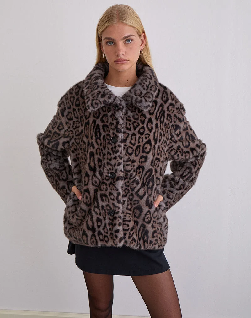 Joji Jacke in warmem Leopardengrau
