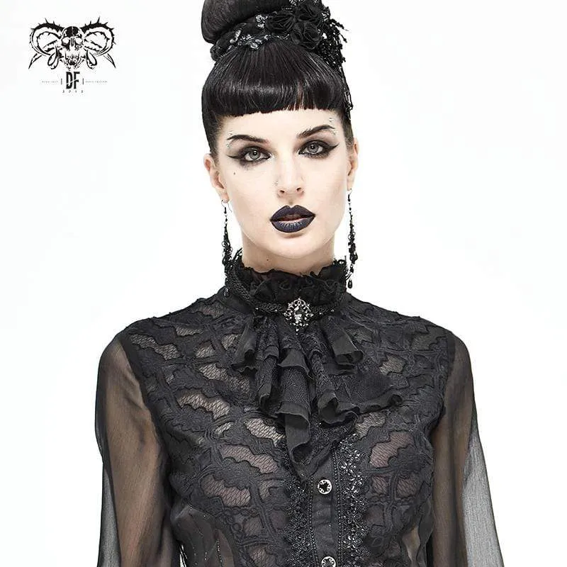 Damen Gothic Lace Multilayer Schwarz Neckwear