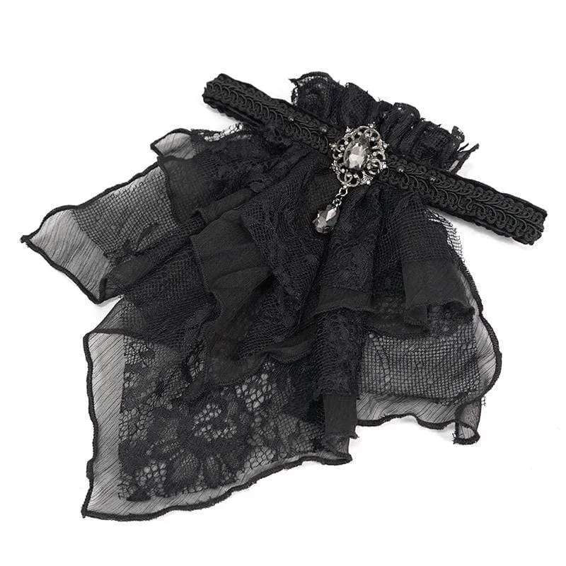 Damen Gothic Lace Multilayer Schwarz Neckwear