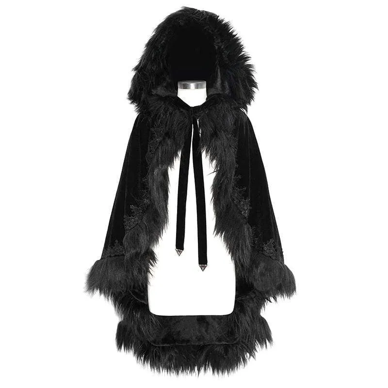 Damen Gothic Kunstpelz Velet Umhänge