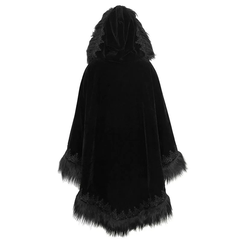 Damen Gothic Kunstpelz Velet Umhänge