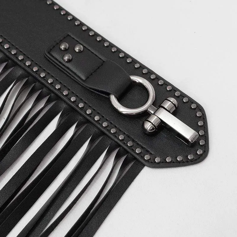 Damen Gothic Elastischer Quasten Kunstleder Gürtel
