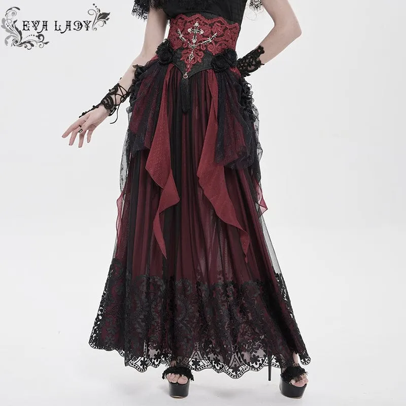 Gothic-Unterbrustkorsett für Damen mit Rosenkreuzstickerei