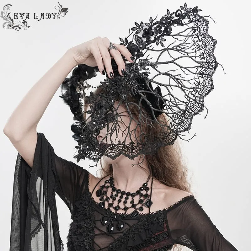 Gothic-Fächer mit floraler Spitze für Damen