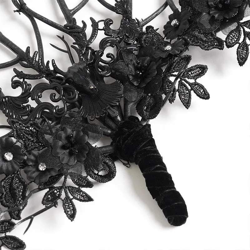 Gothic-Fächer mit floraler Spitze für Damen