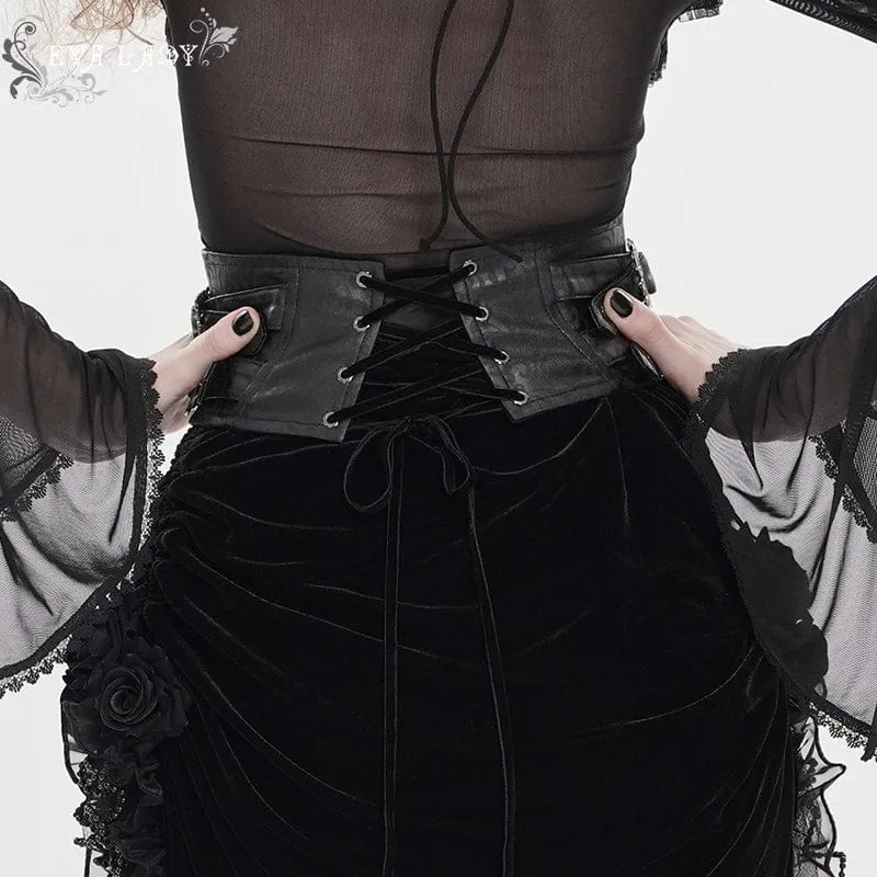 Gothic-Häkelgürtel für Damen mit Schnürung und Reißverschluss