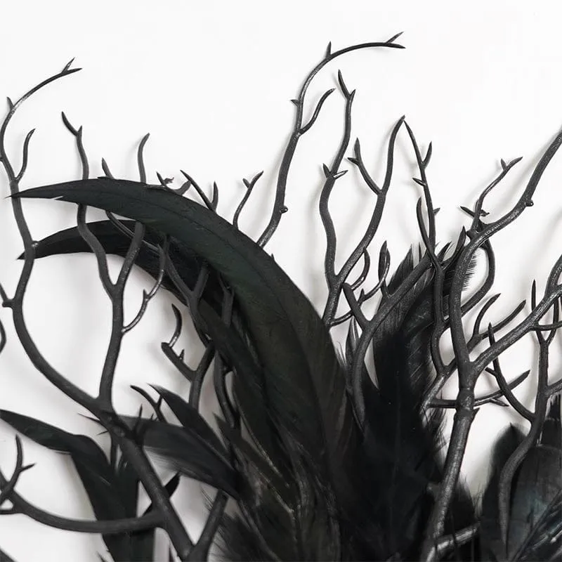 Gothic-Fächer für Damen mit Rosenfedern und dendritischem Design