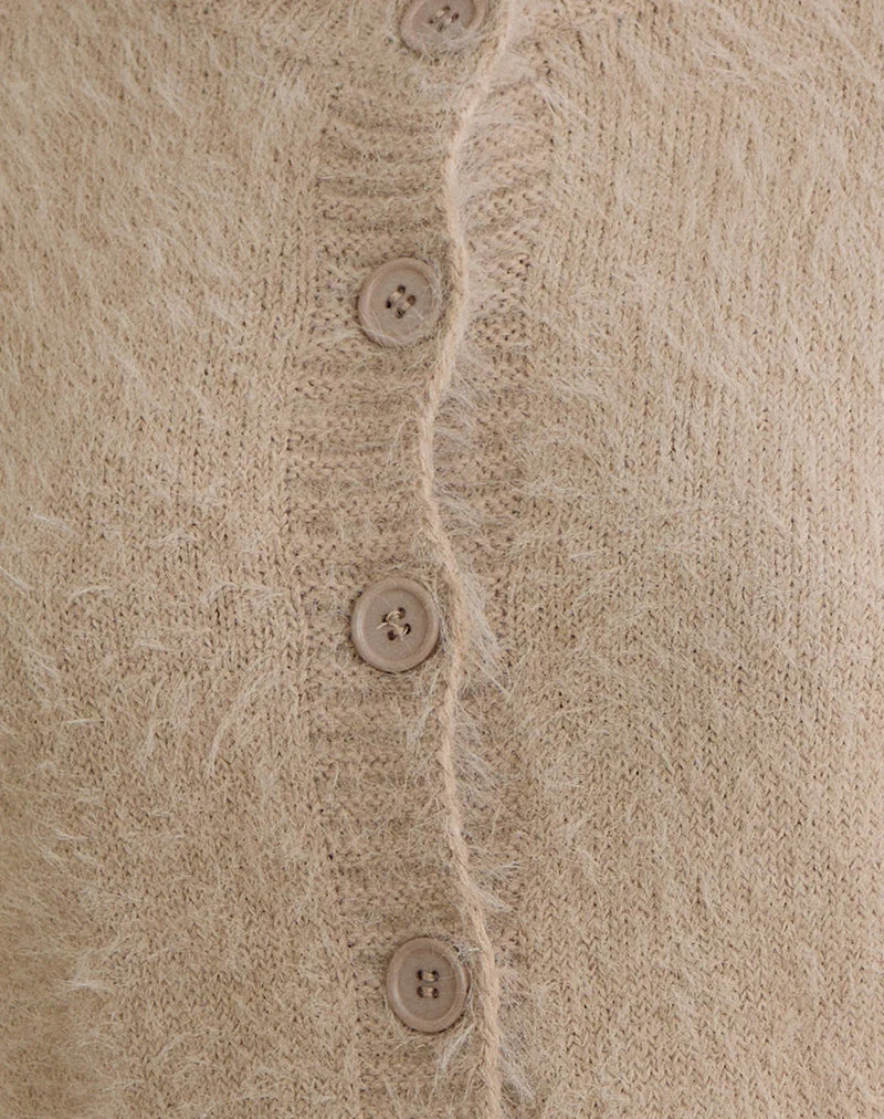 Audrina Strickjacke aus flauschigem Strick Beige