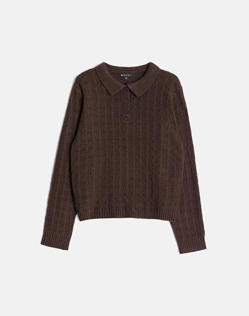 Dalina Strickpullover in Karo Braun