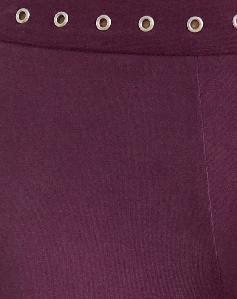 Donika Hose mit Nietenbesatz und Bund in Pflaume