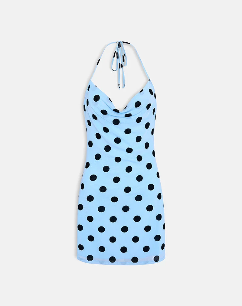 Eltazia Minikleid in Blau mit Polka Space Schwarz