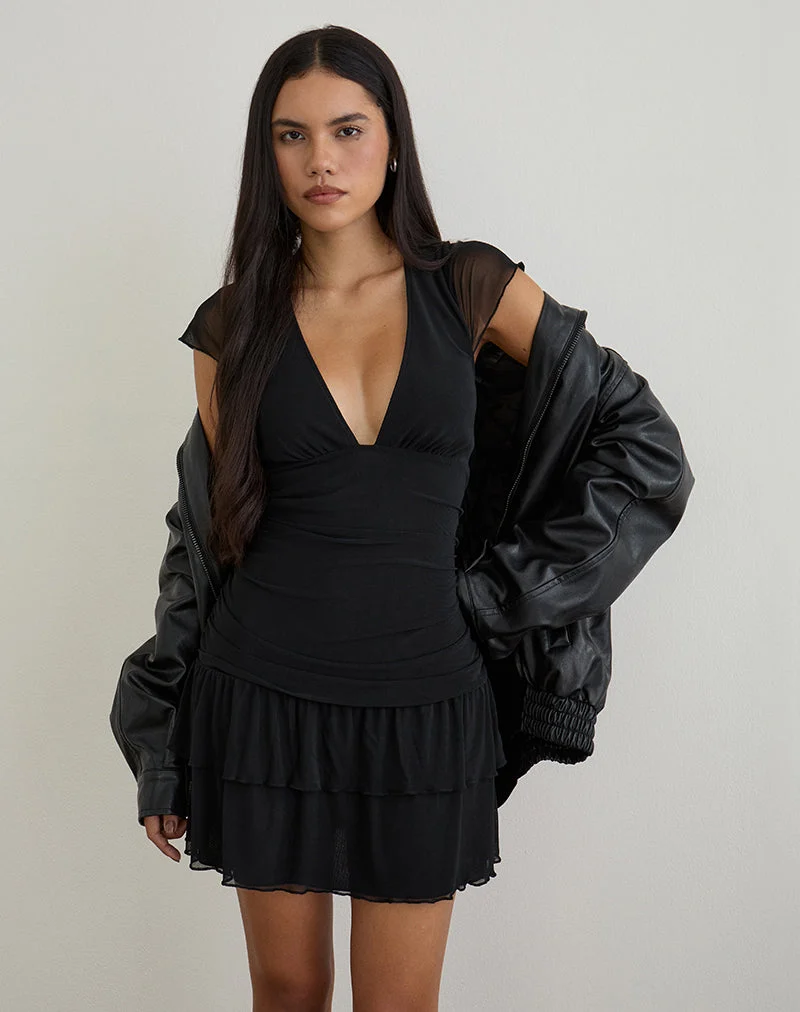 Mowgli Minikleid mit langen Ärmeln in Schwarz