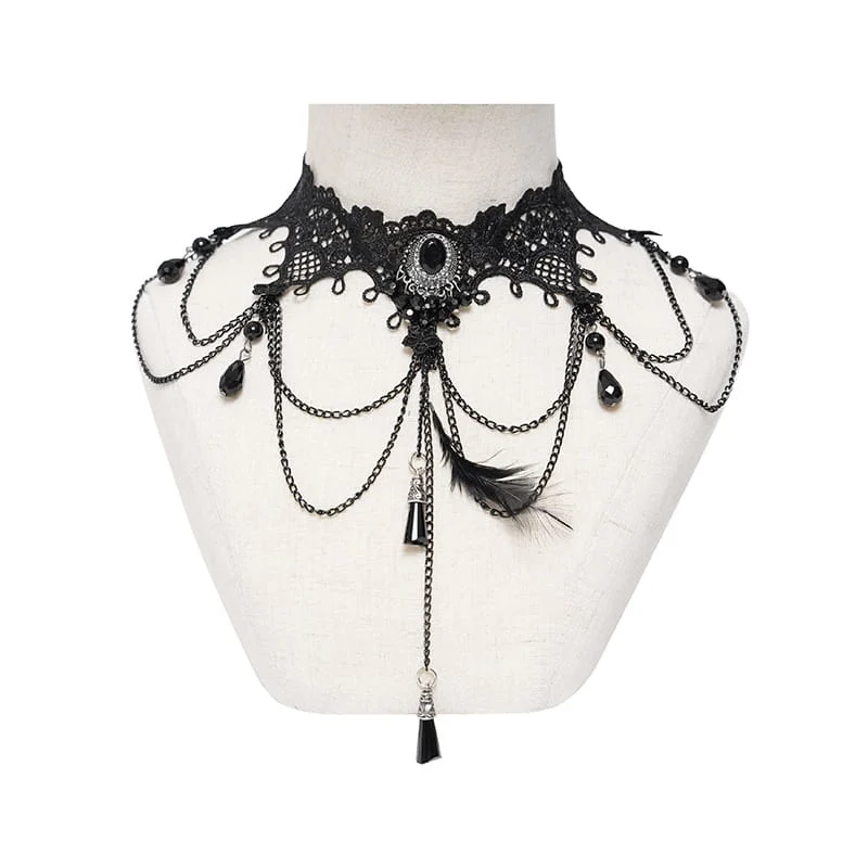 Damen Lace & Bead Goth Neck Stück Lace Choker