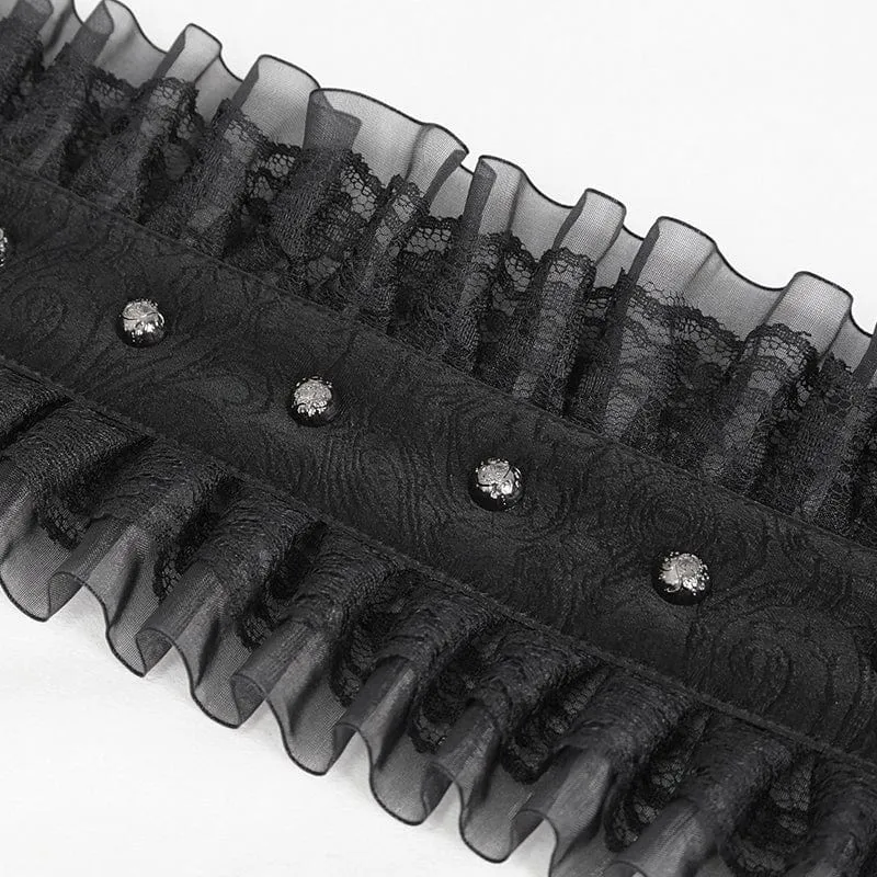 Gothic-Gürtel aus gerüschtem Mesh-Splice-Kunstleder für Damen