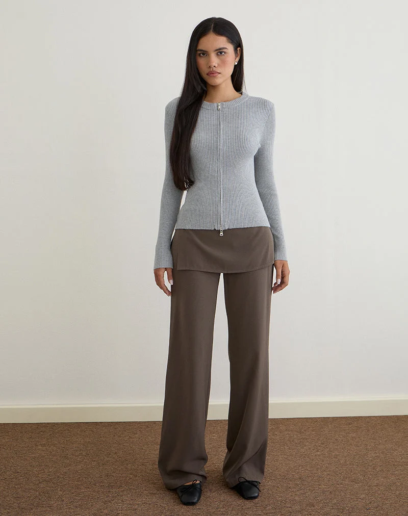 Liano Zip-Cardigan aus Rippenstrick Grau