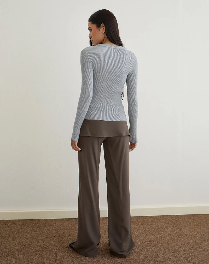 Liano Zip-Cardigan aus Rippenstrick Grau