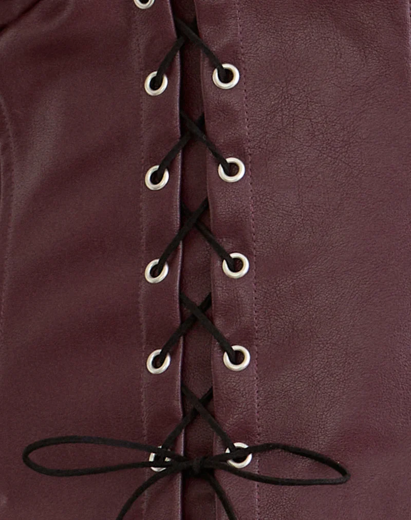 Wahya Lace Up Halter Top in PU Pflaume