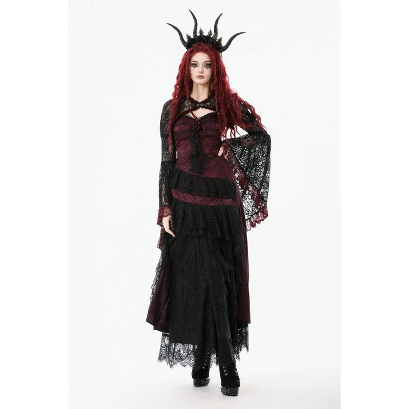 Gothic-Umhang mit Blumenspitze in Kontrastfarbe für Damen