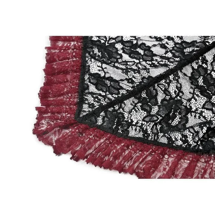 Gothic-Umhang mit Blumenspitze in Kontrastfarbe für Damen
