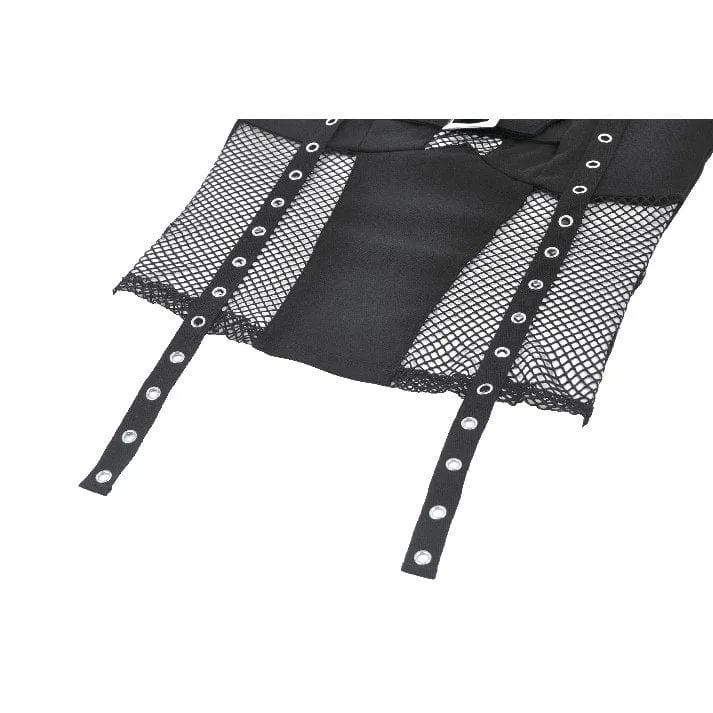 Damen Punk Neckholder-Top mit Ösenträgern und Mesh-Panel