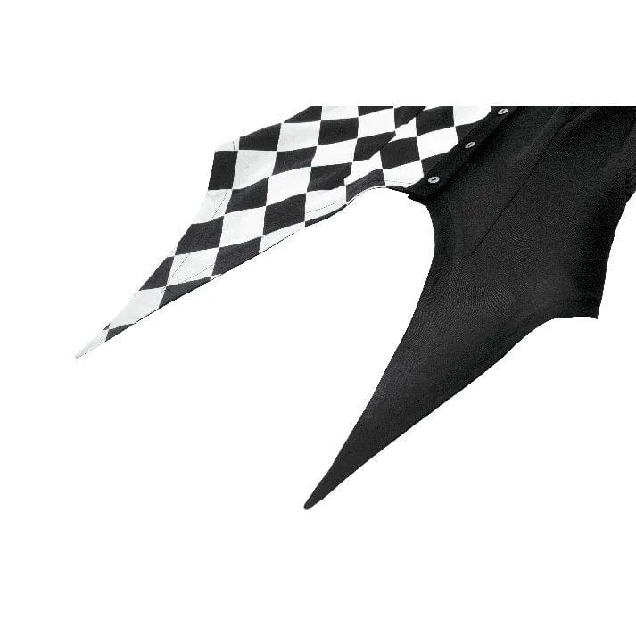 Gothic-Langarmhemd mit Rautenmuster und Kontrastfarbe für Damen