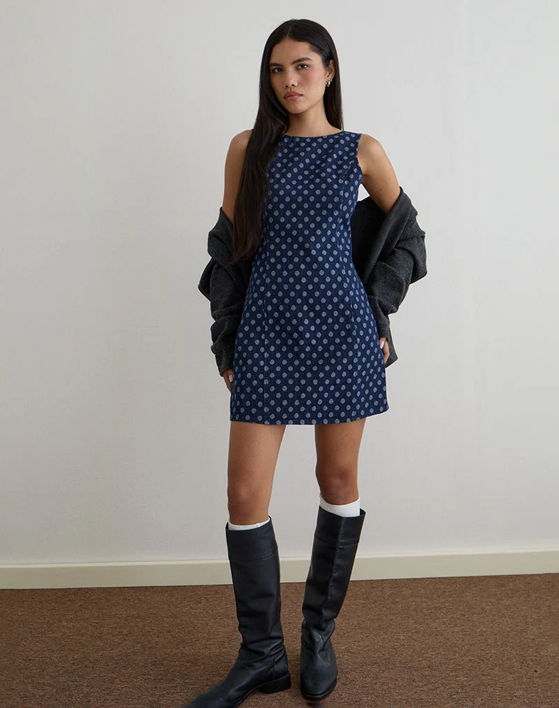 Ayura Kleid in Polka Chambray Indigo