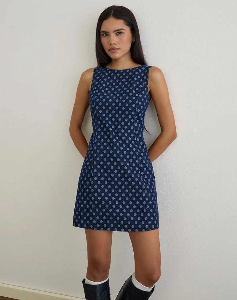 Ayura Kleid in Polka Chambray Indigo