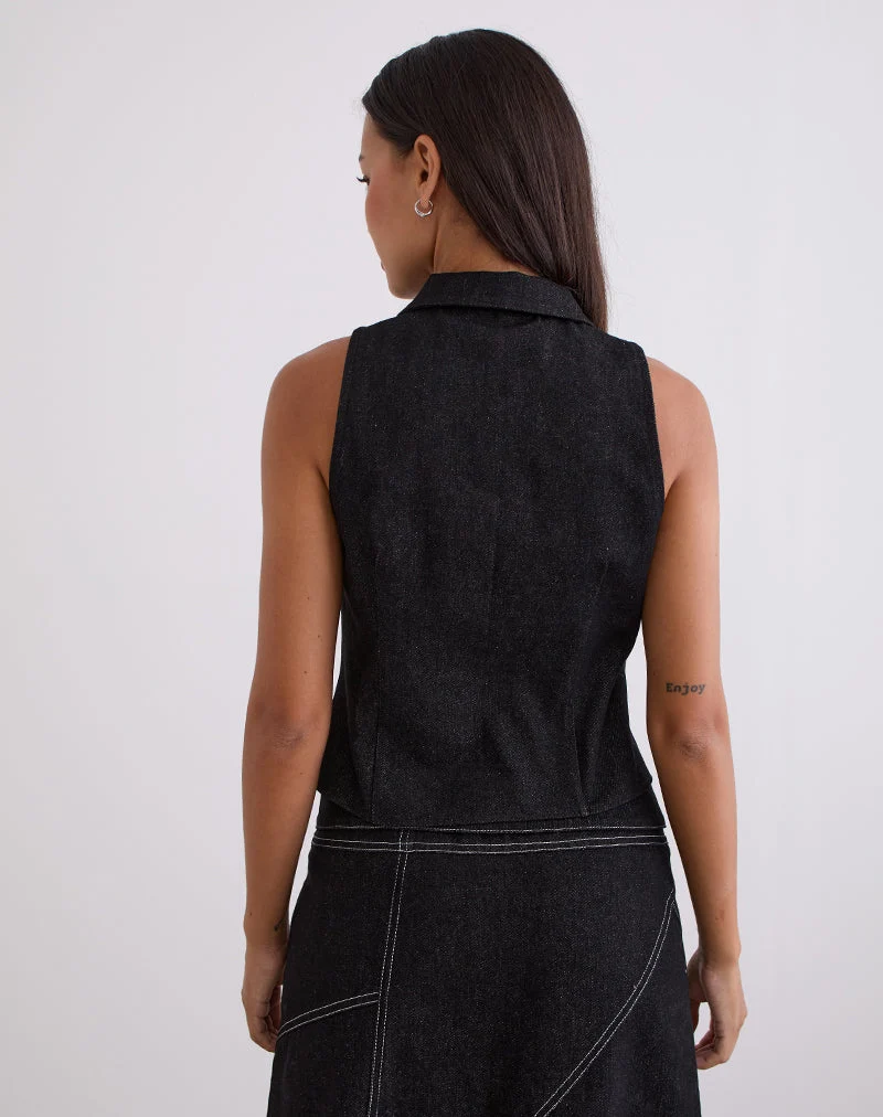 Janae Weste in Denim Black Wash