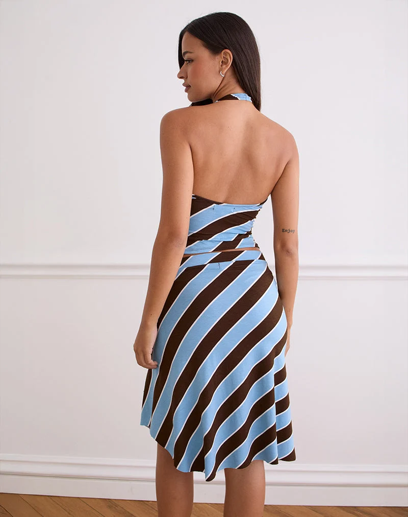 Haya Taucher-Top in Retro Stripe Blau