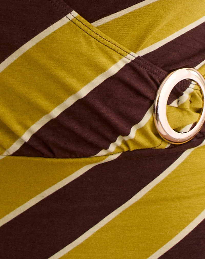 Tomiju Cross Over Top in Retro Stripe Gelb