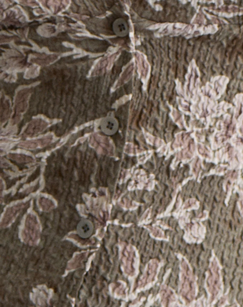 Mabli Neckholder-Top aus strukturiertem, gewebtem Floralgrün