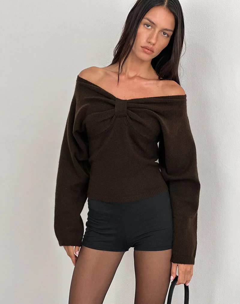 Sikuna Schleifen-Pullover in Braun