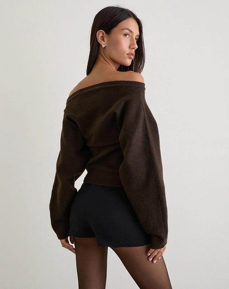 Sikuna Schleifen-Pullover in Braun