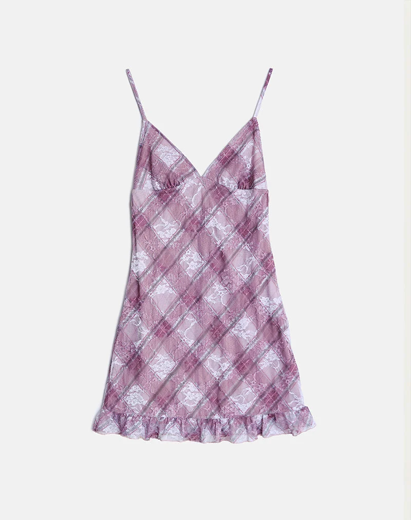 Delos Ruffle Mini Dress in Country Check