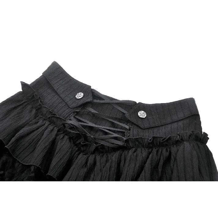 Gothic-Shorts mit Schnürung und Rüschen im Schwalbenschwanz-Stil für Damen