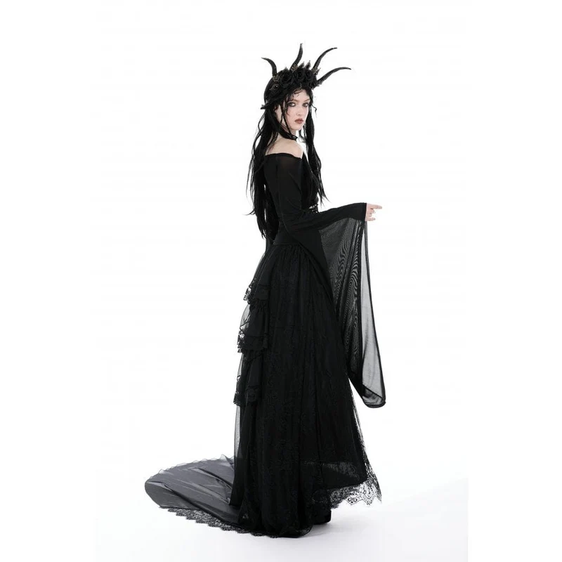 Schulterfreie Gothic-Mesh-Bluse mit Schnürung für Damen