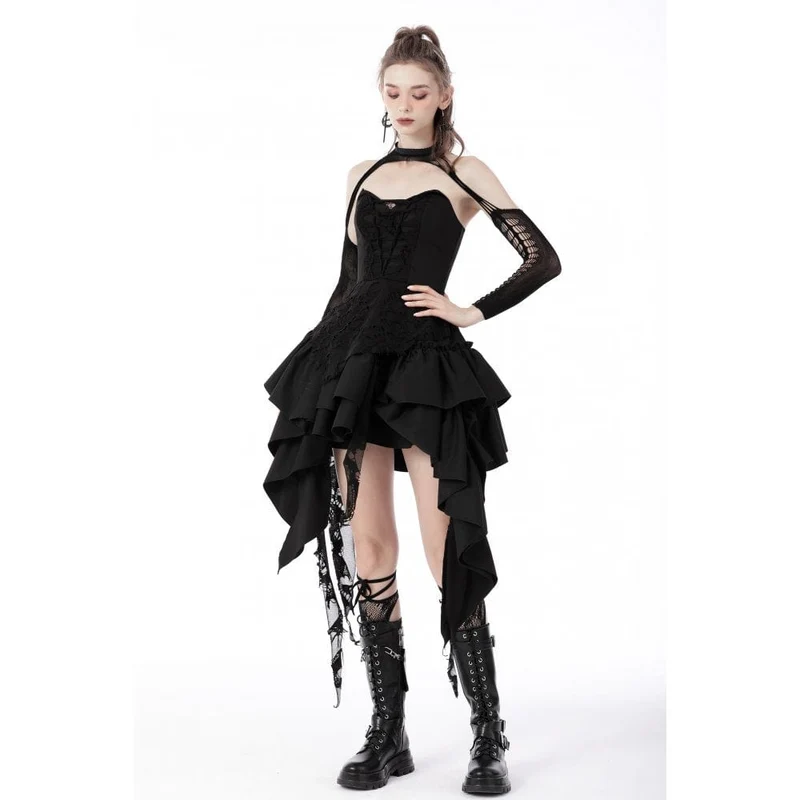 Gothic-Rüschen-Abendkleid für Damen