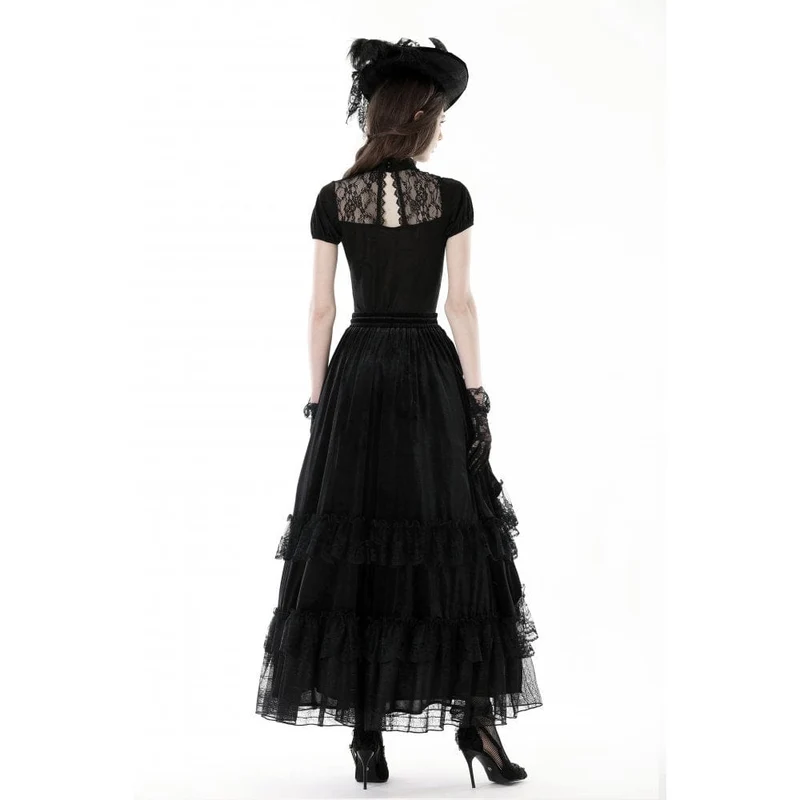 Damen-Gothic-Hemd mit Ausschnitt und Spitzenspleiß
